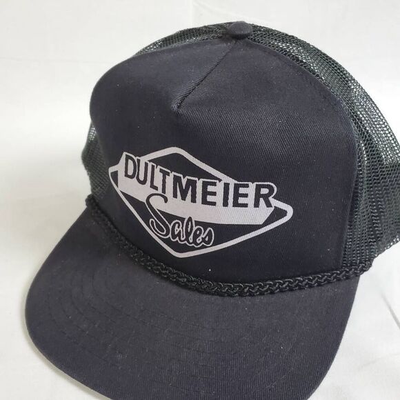 Vintage Dultmeier Sales Black Mesh Snapback Trucker Hat KC Brand Made in Banglad - Picture 1 of 4